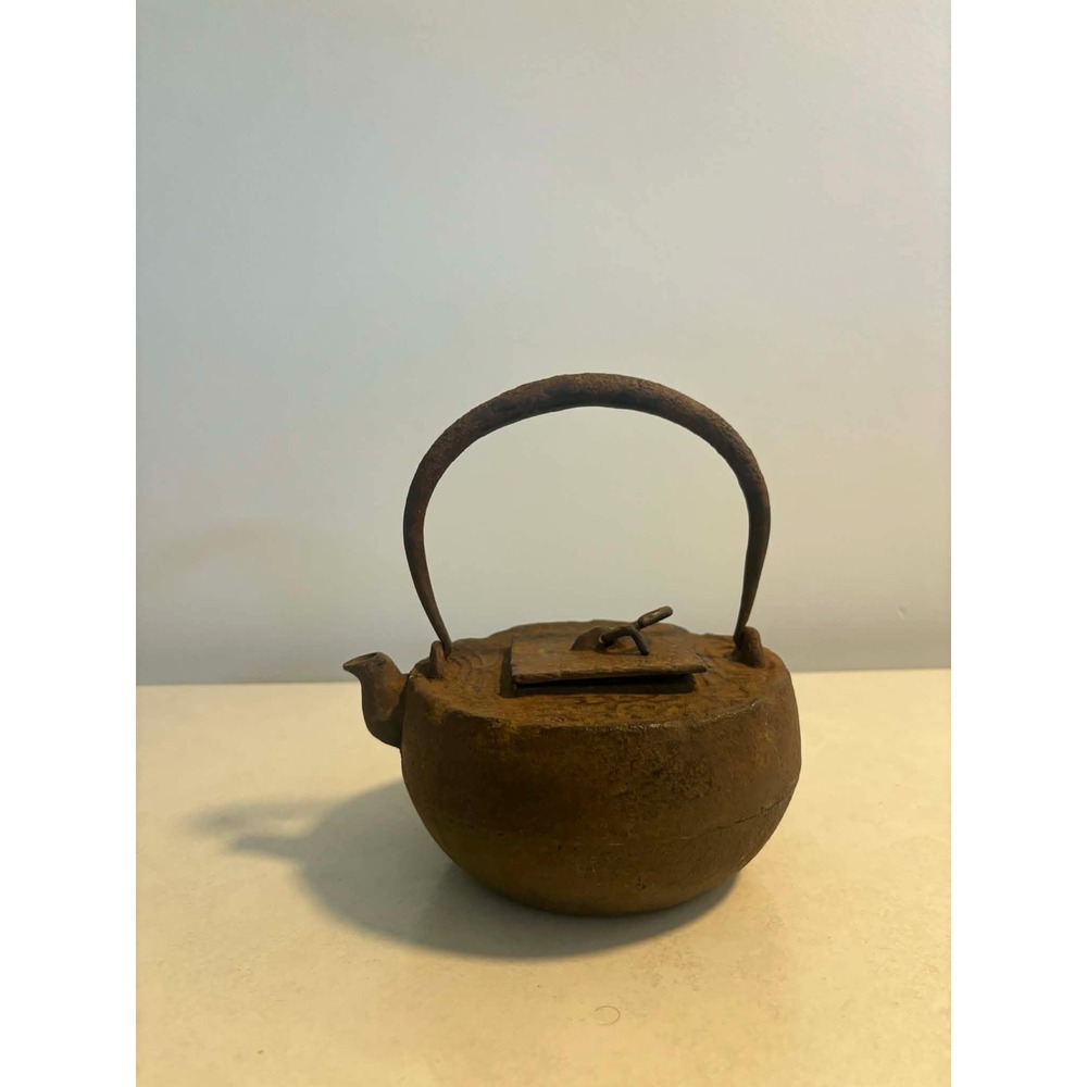 Antique Late 19th-Early 20th Century Japanese Iron Teapot (Tetsubin)
